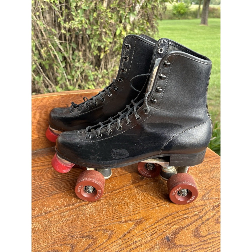 Vintage Roller Derby  Skates Size 10 Black Lace Up